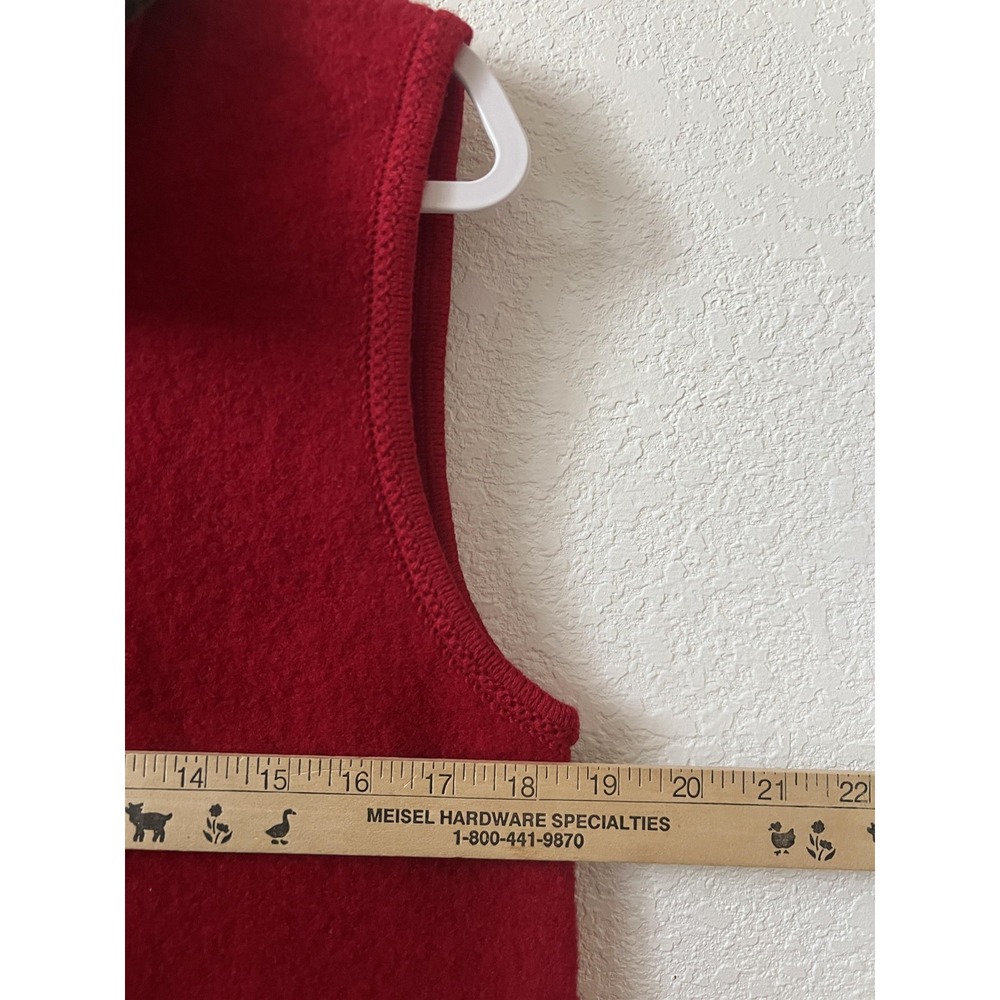 Lisa International Vest Womens Medium Red Wool Faux Fur Leopard Collar Zip - Picture 9 of 13